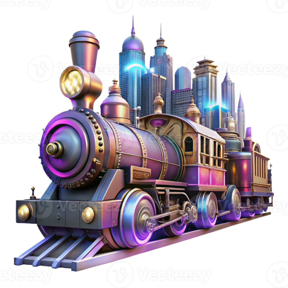 impressive modern A High Speed Steampunk Train Powered By professional png