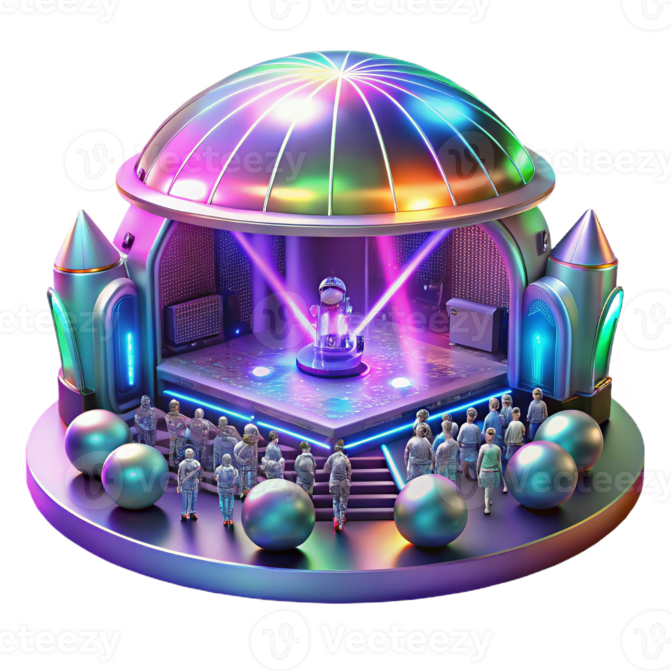 beautiful vintage A Futuristic Holographic Concert with A professional png