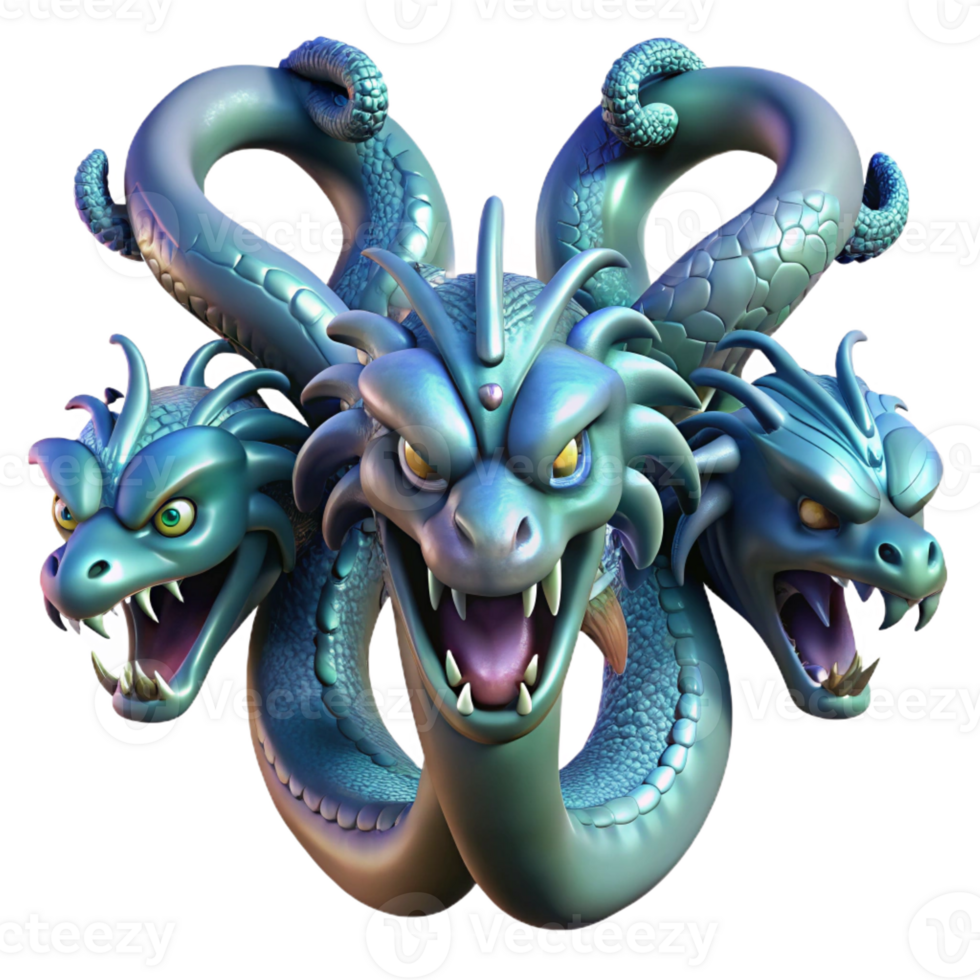wonderful modern A Powerful Hydra Each Head Uniquely Detai high quality png