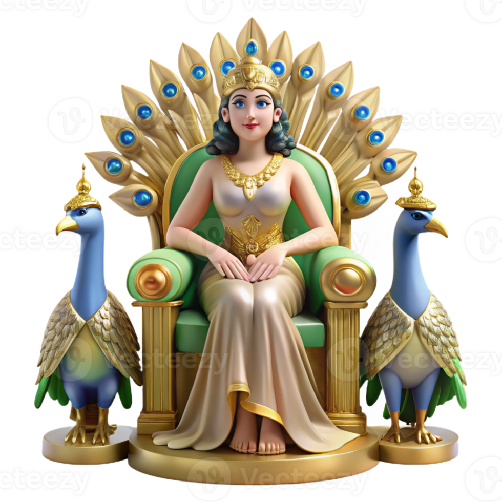 wonderful artistic Hera Queen of the Gods Seated on a Gol high resolution png