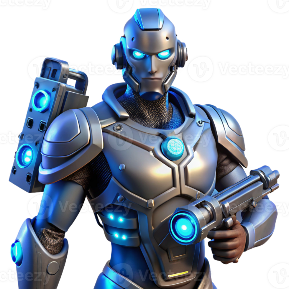 wonderful abstract A Cyborg with Glowing Blue Eyes and Intr authentic png
