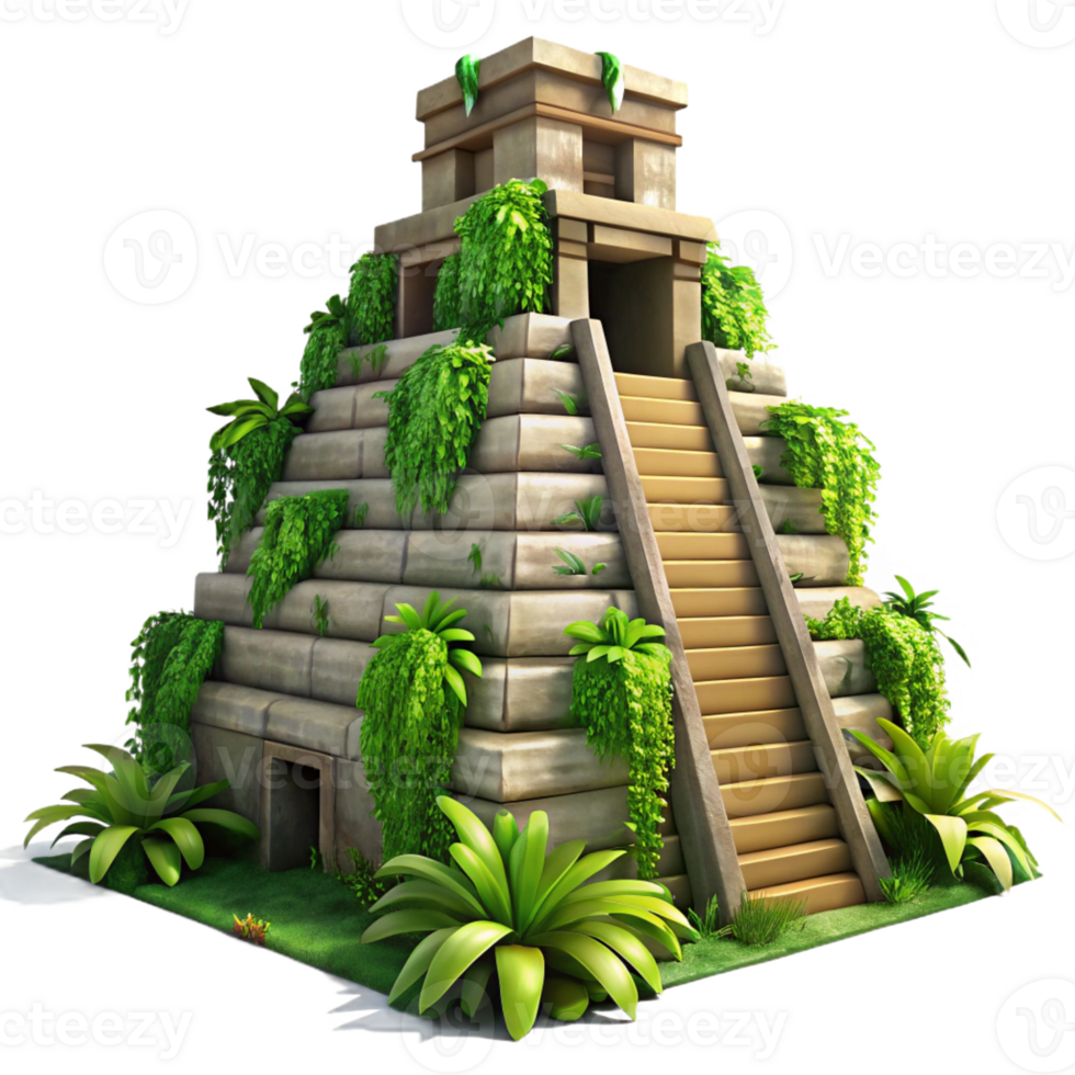 elegant traditional A Crumbling Mayan Pyramid Overgrown With detailed png