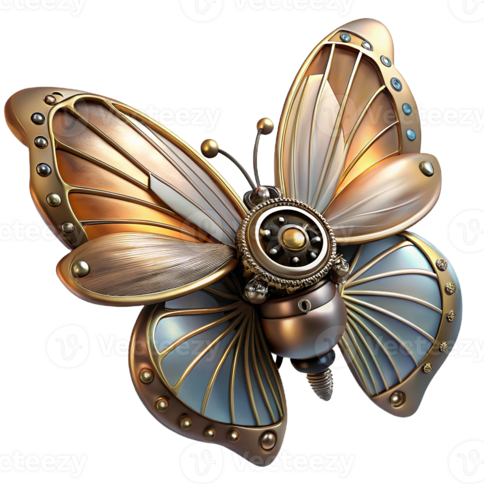 dramatic traditional A Steampunk Butterfly with Delicate Metal png