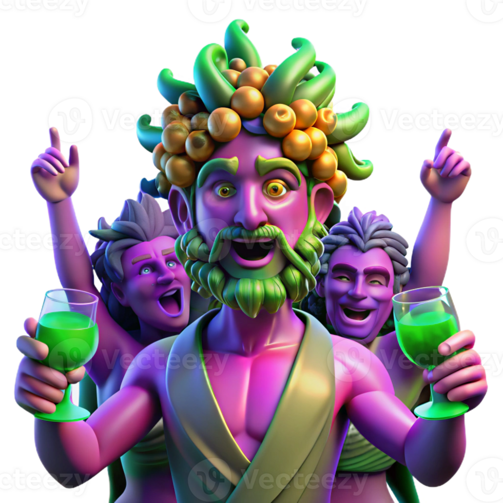 vibrant minimalist A Drunken Dionysus Surrounded by Revelers premium png