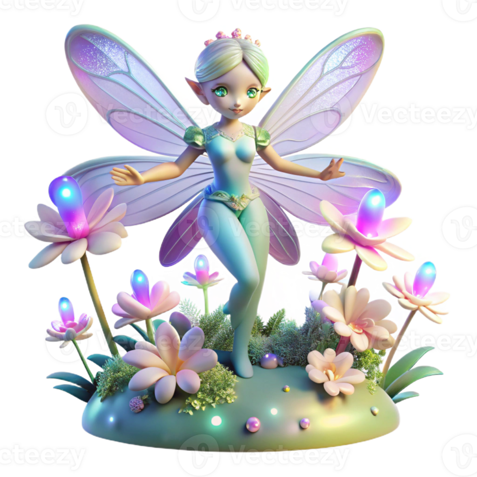 extraordinary contemporary A Whimsical Fairy with Iridescent Dragonfl high quality png