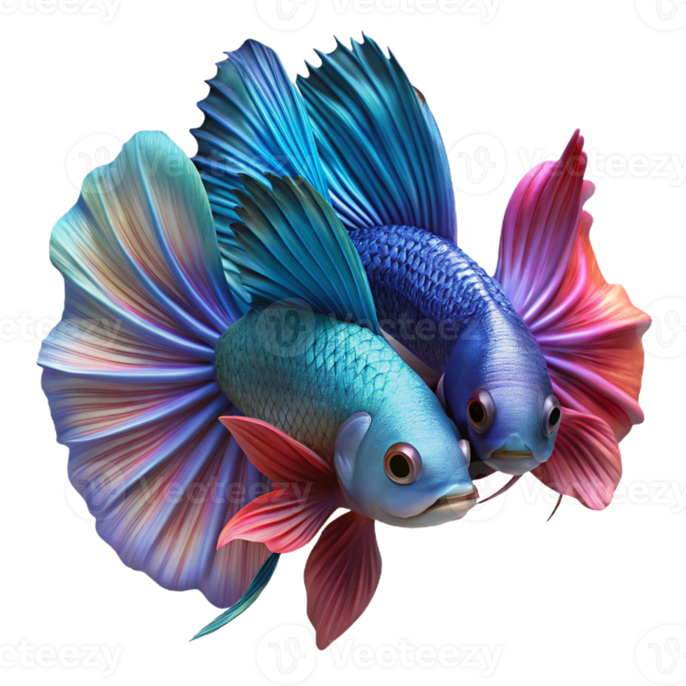beautiful abstract A Pair of Fighting Betta Fish Vibrant Col professional png