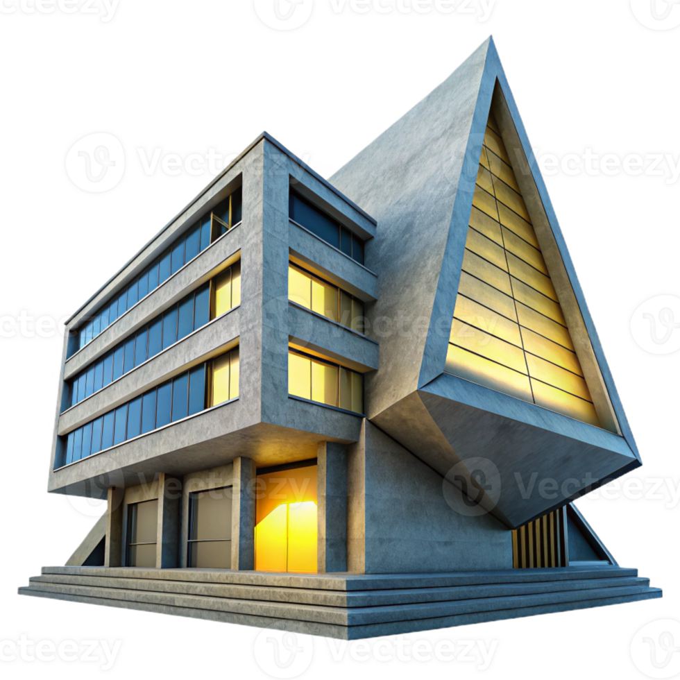 wonderful abstract A Brutalist Concrete Office Building With png