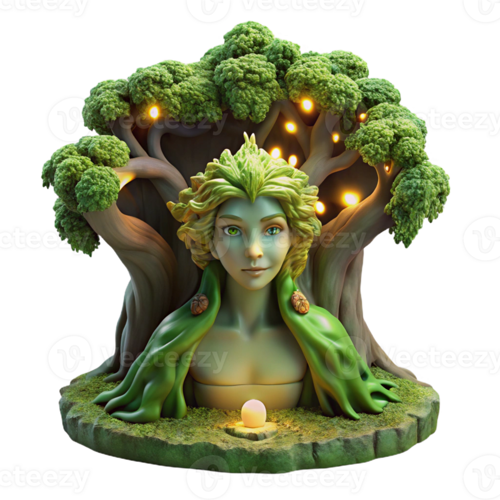 stunning abstract A Serene Dryad Emerging from an Ancient Oa original png