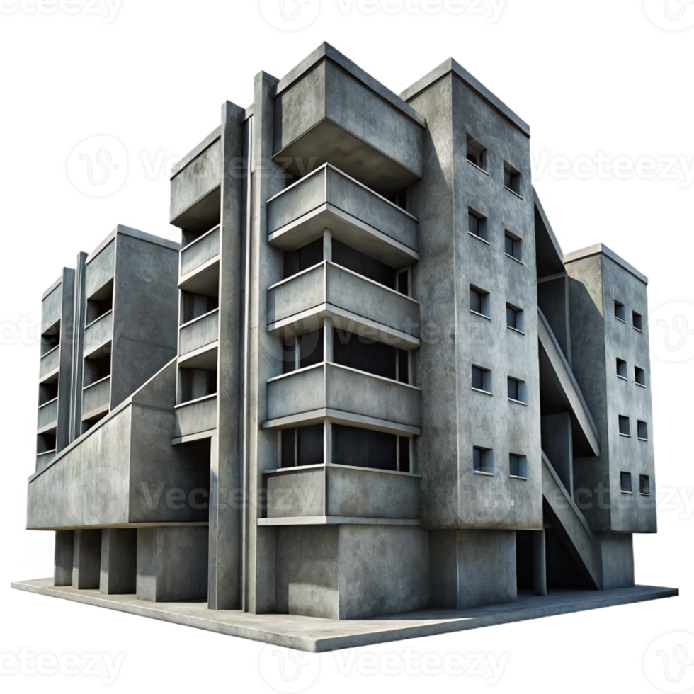 vibrant creative A Brutalist Concrete Apartment Complex Ha png