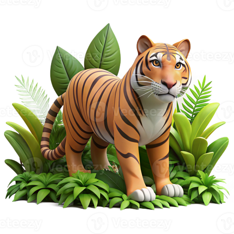 serene creative A Powerful Tiger Stalking Through Dense premium png