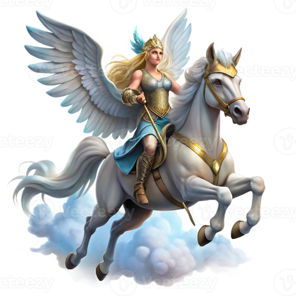 impressive minimalist A Valkyrie Riding a Winged Horse genuine png