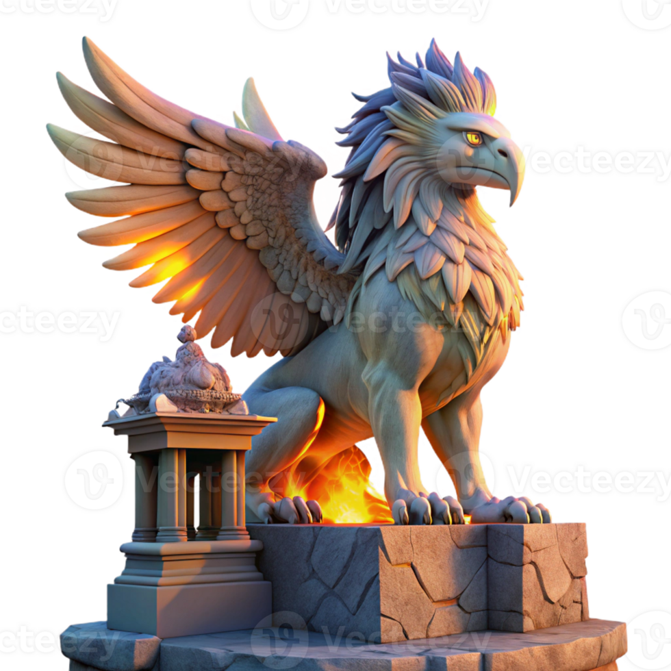 beautiful vintage Majestic Griffin with Iridescent Feathers professional png