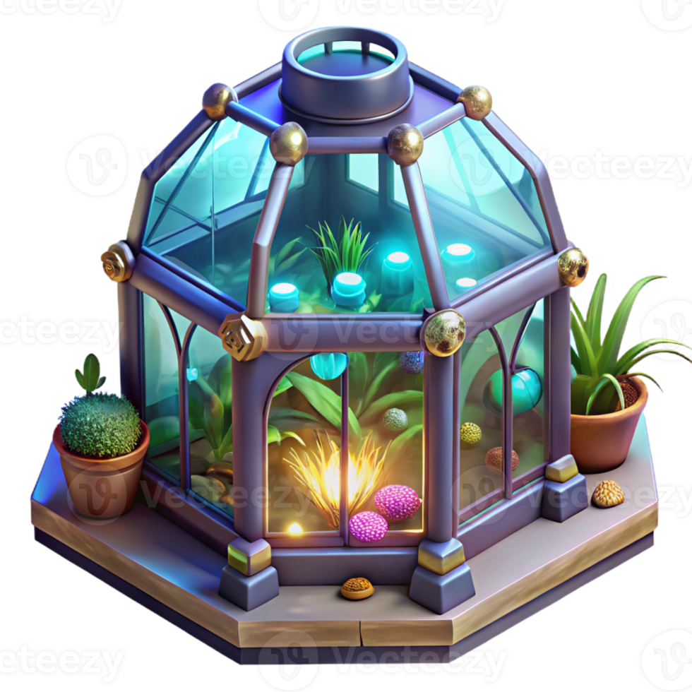 vibrant creative A Steampunk Greenhouse Filled with Exoti authentic png