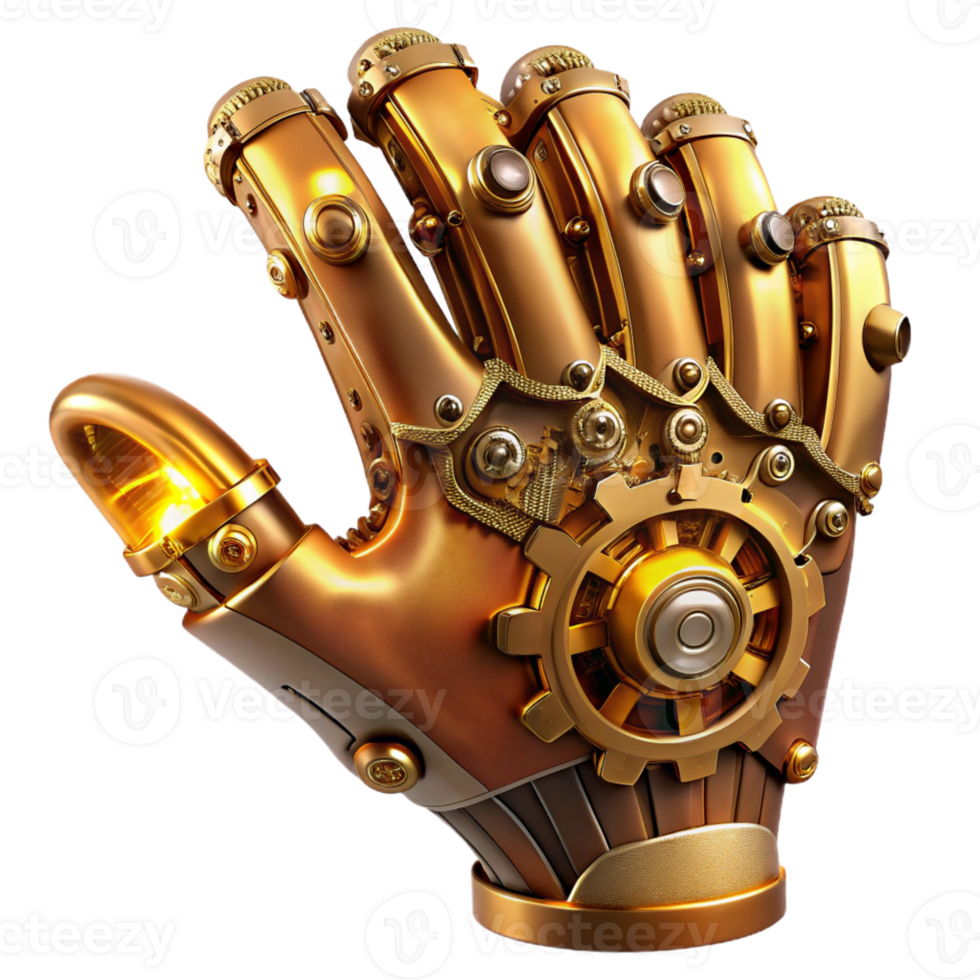 serene traditional A Close Up of a Steampunk Prosthetic Hand detailed png