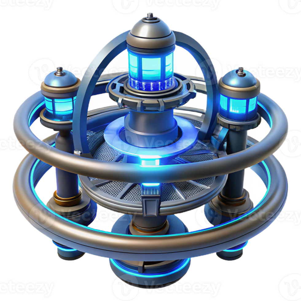 serene minimalist A Futuristic Space Station with Rotating premium png