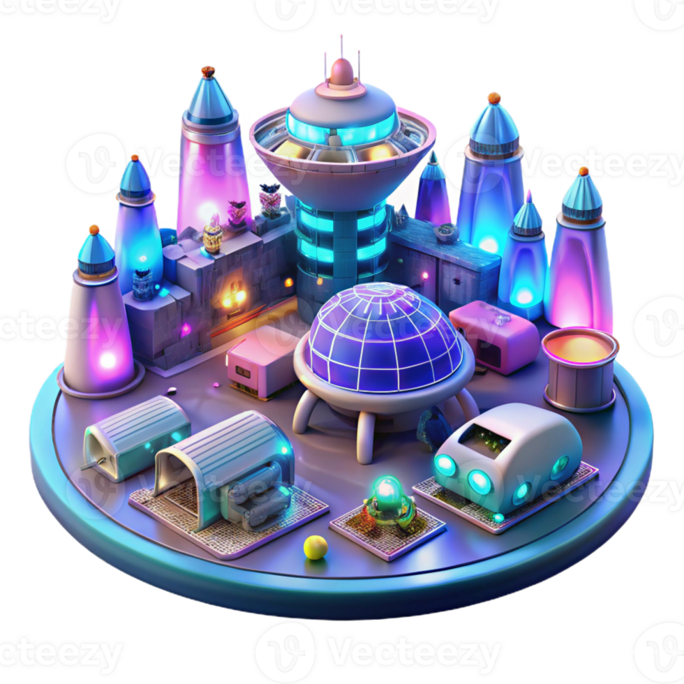 vibrant rustic A Bustling Spaceport Filled with Diverse high resolution png