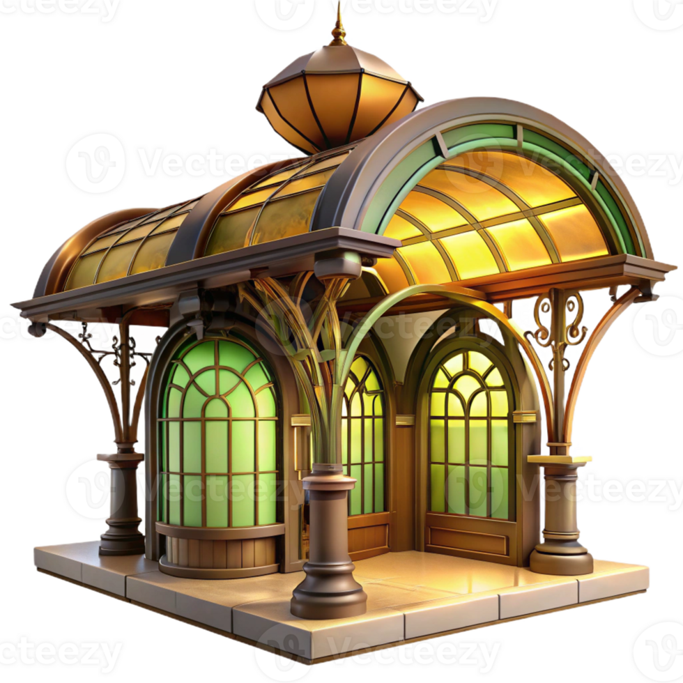vibrant traditional An Art Nouveau Metro Station with Intrica premium png
