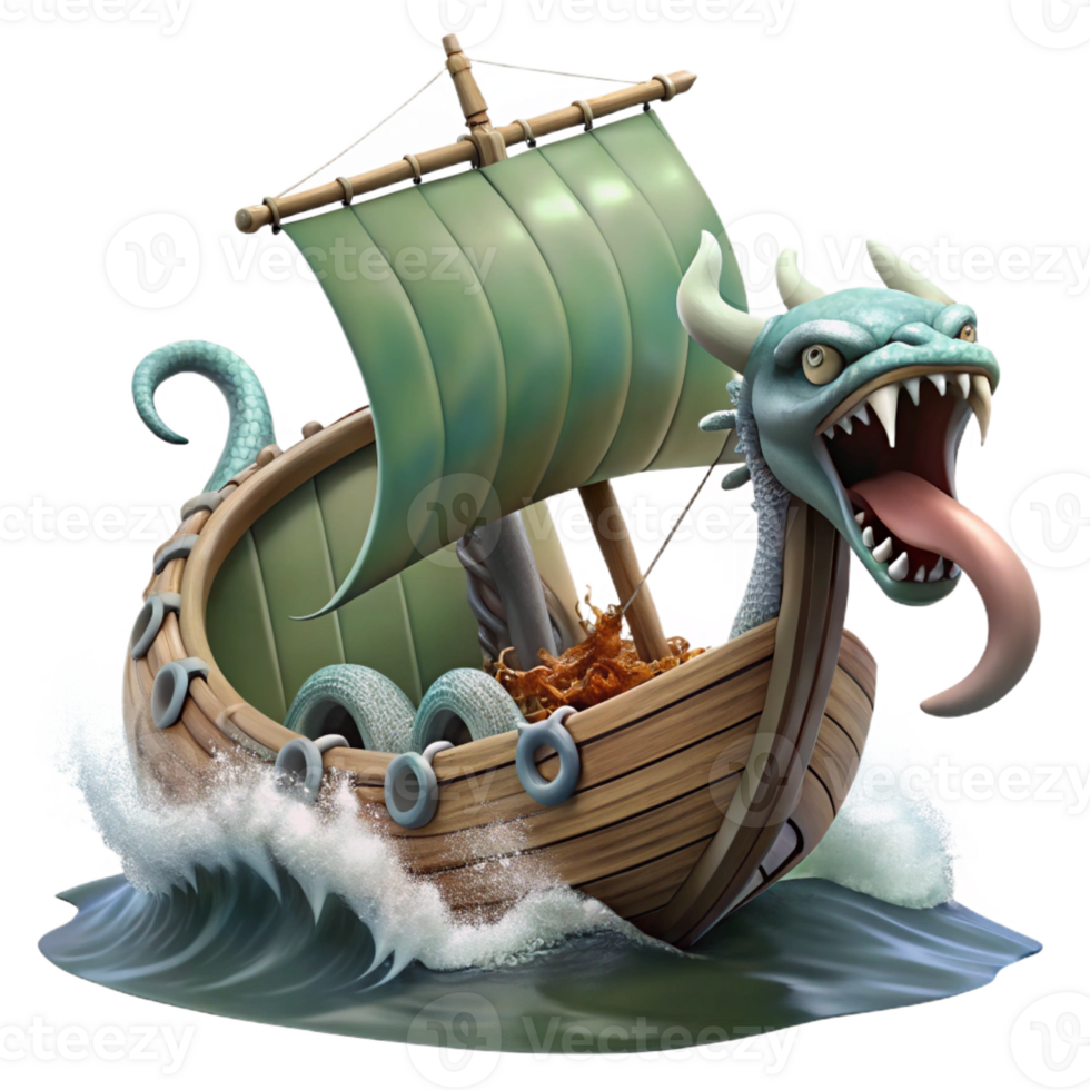 extraordinary abstract A Fearsome Kraken Attacking a Viking Lon high resolution png
