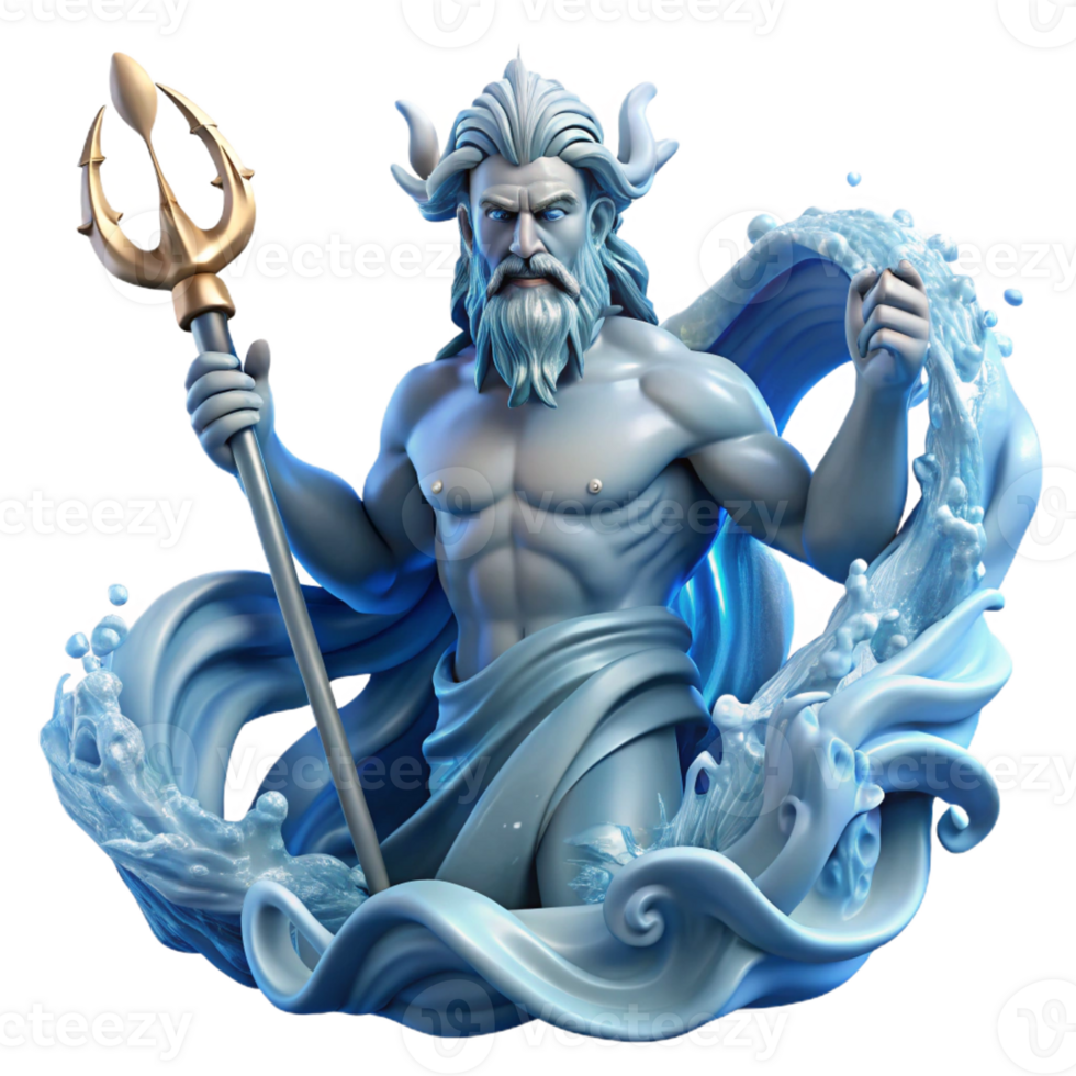 wonderful rustic Poseidon the Greek God of the Sea Wield original png