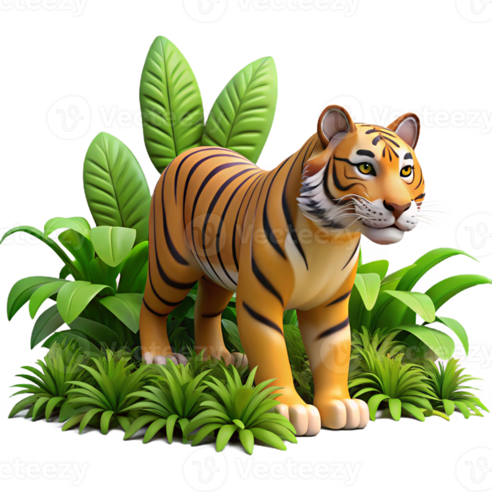 dramatic minimalist A Powerful Tiger Stalking Through Dense png