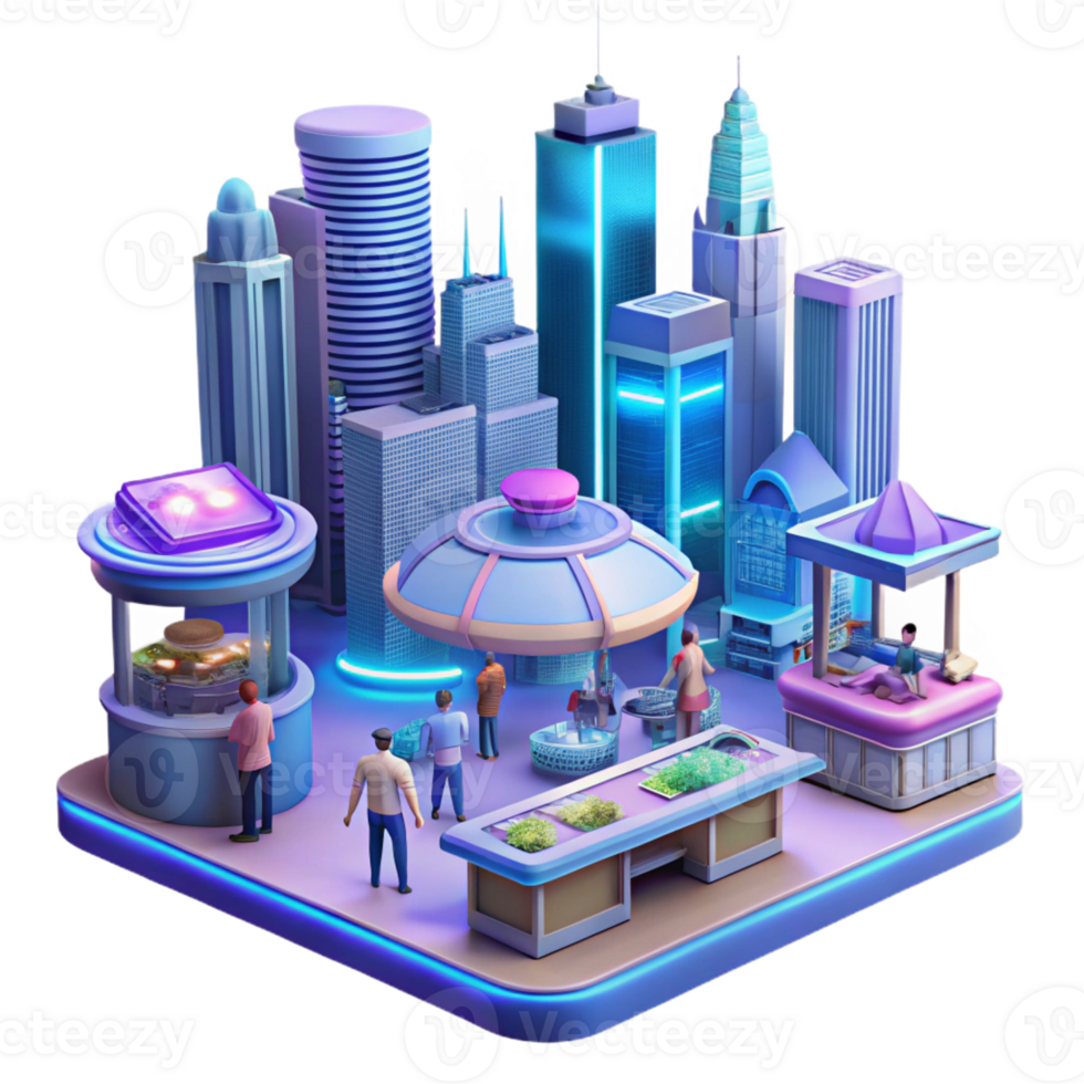 stunning artistic A Bustling Cyberpunk Marketplace Overflo exclusive png