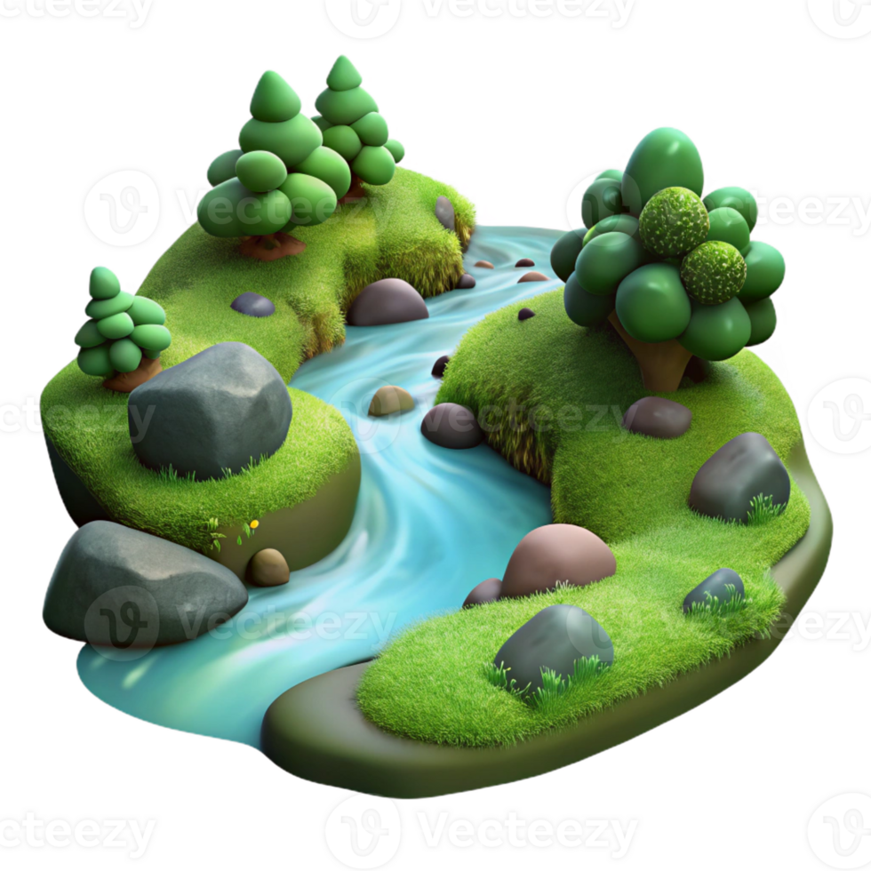 dramatic minimalist A Babbling Brook Flowing Through a Mossy premium png