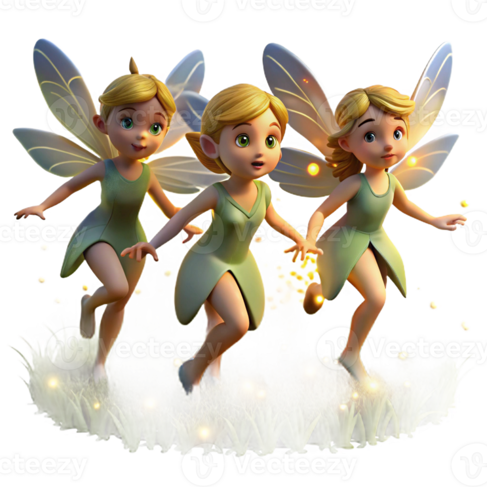 extraordinary vintage A Group of Fairies Flying Through a Field detailed png