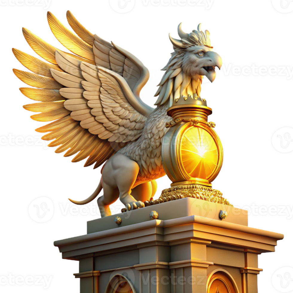 serene modern A Majestic Griffin Perched Atop a Crumblin original png