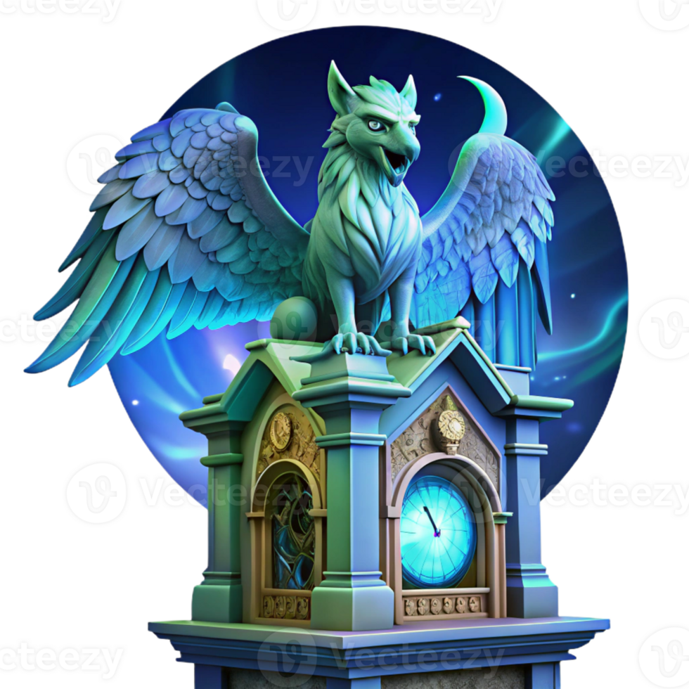 dramatic rustic A Majestic Griffin Perched Atop a Crumblin high resolution png