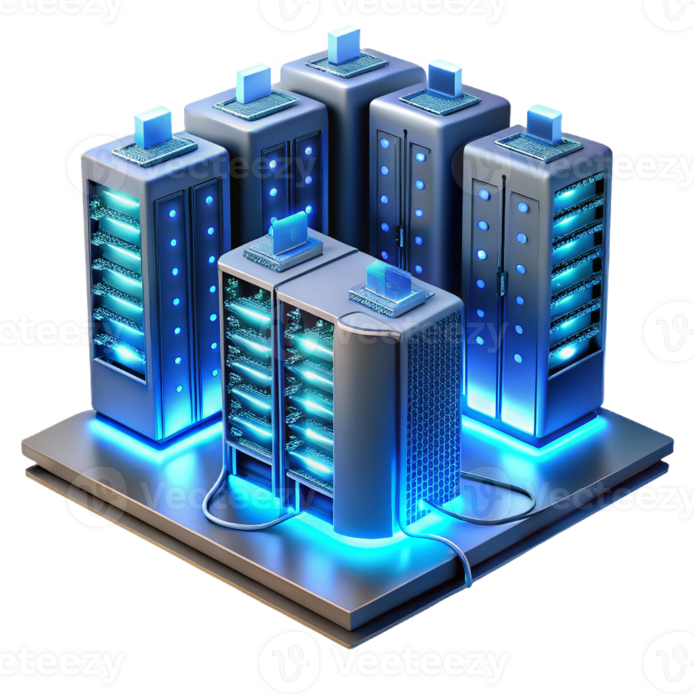 vibrant artistic A Server Room with Rows of Glowing Serve professional png