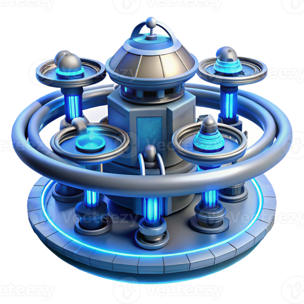 serene modern A Futuristic Space Station with Rotating high resolution png