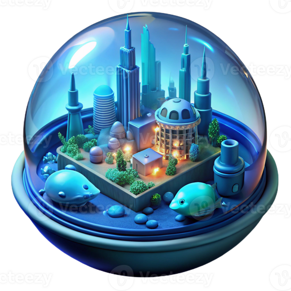 beautiful creative A Futuristic Underwater City Enclosed In high quality png