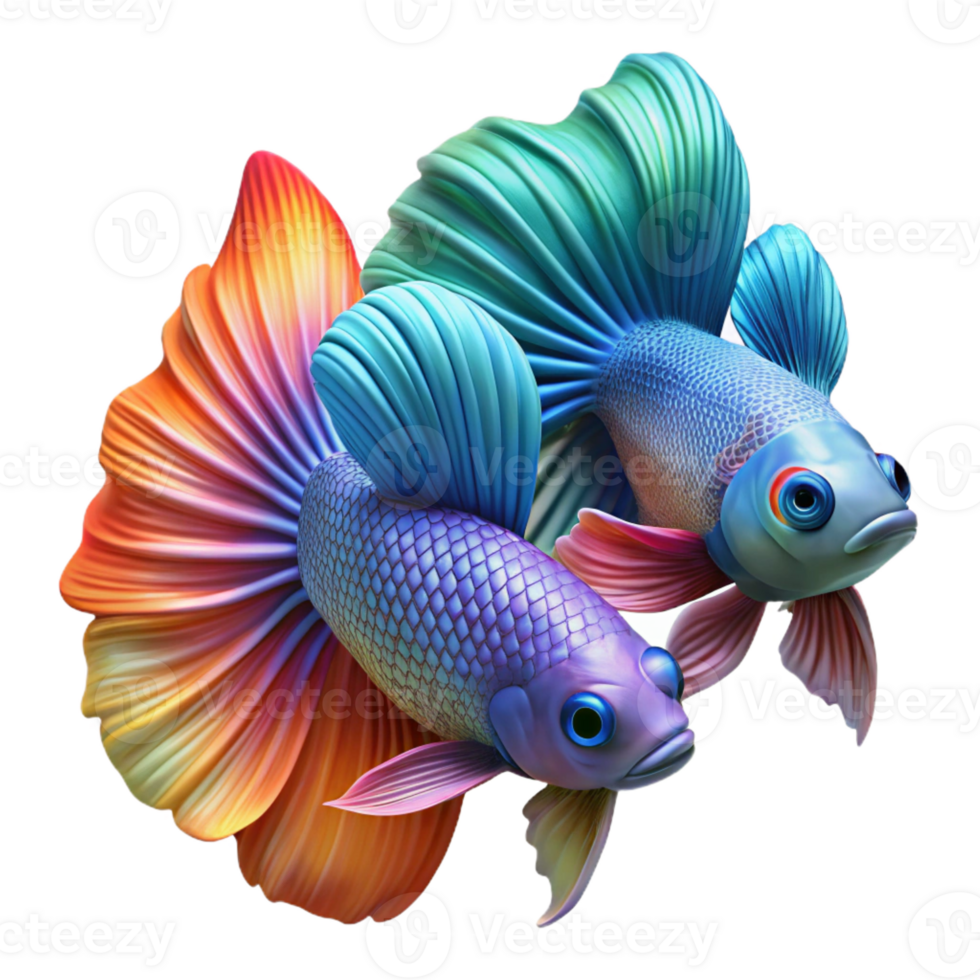 extraordinary contemporary A Pair of Fighting Betta Fish Vibrant Col genuine png
