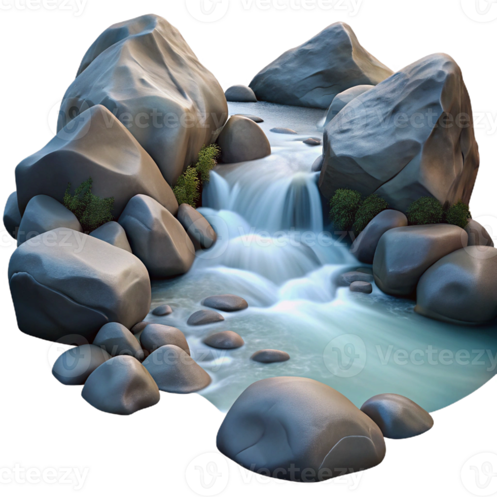 serene rustic A Crystal Clear Mountain Stream Flowing Ov premium png