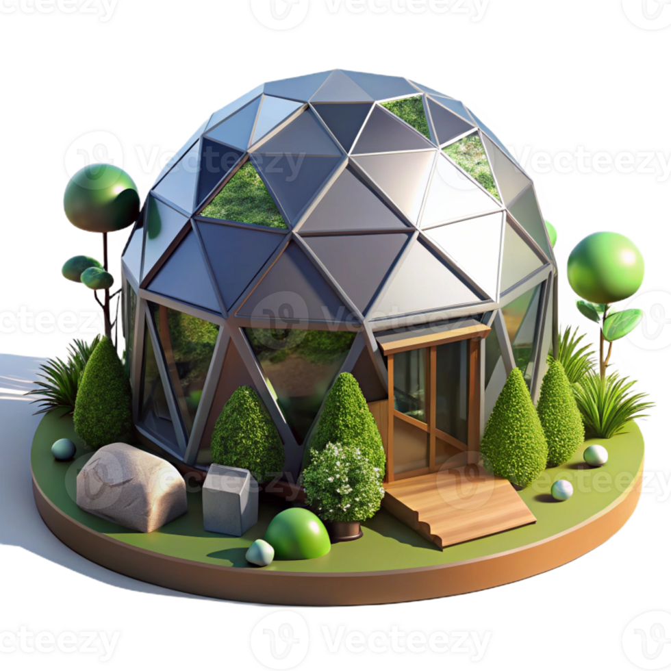 elegant minimalist A Geodesic Dome House Nestled in a Forest high quality png
