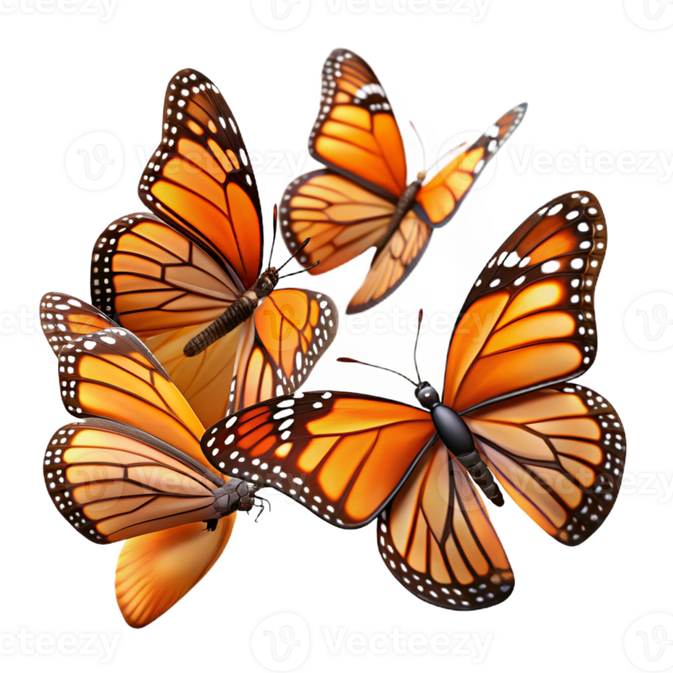 vibrant traditional A Group of Monarch Butterflies Migrating So original png