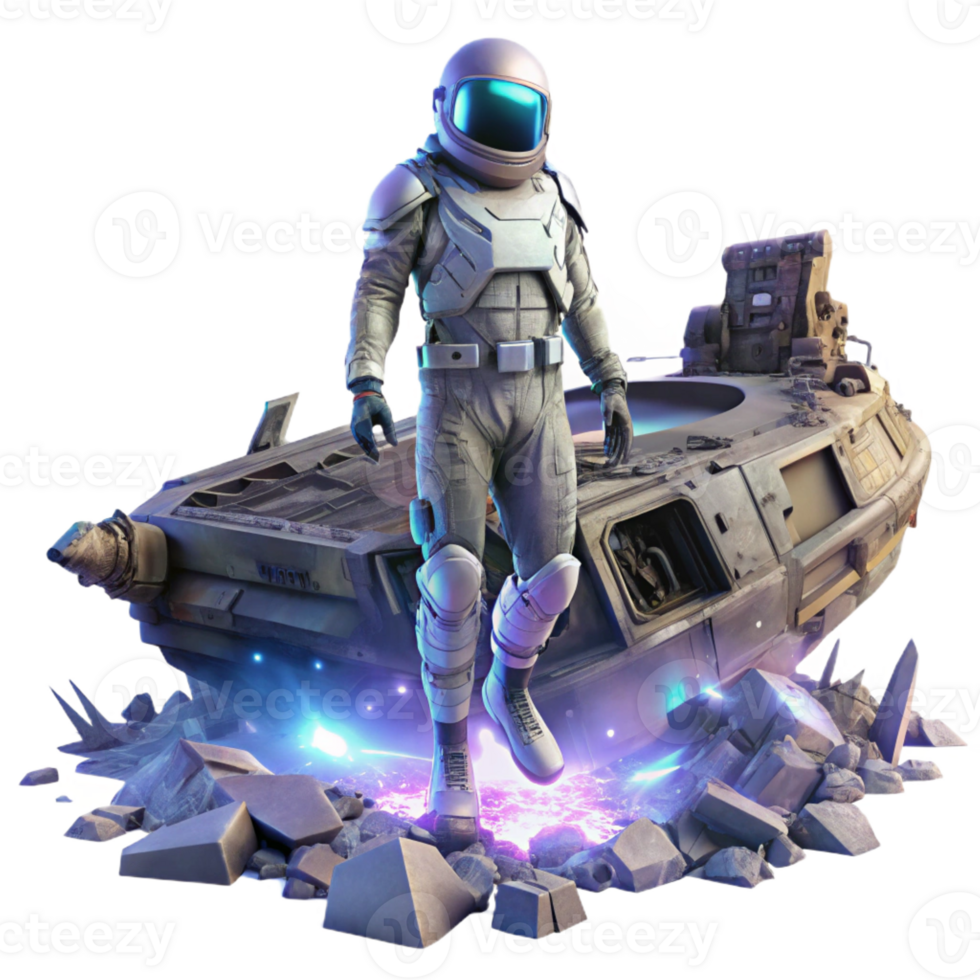 impressive modern A Lone Astronaut Clad in a Bioluminescen professional png
