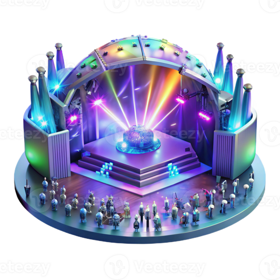 vibrant vintage A Futuristic Holographic Concert with A exclusive png