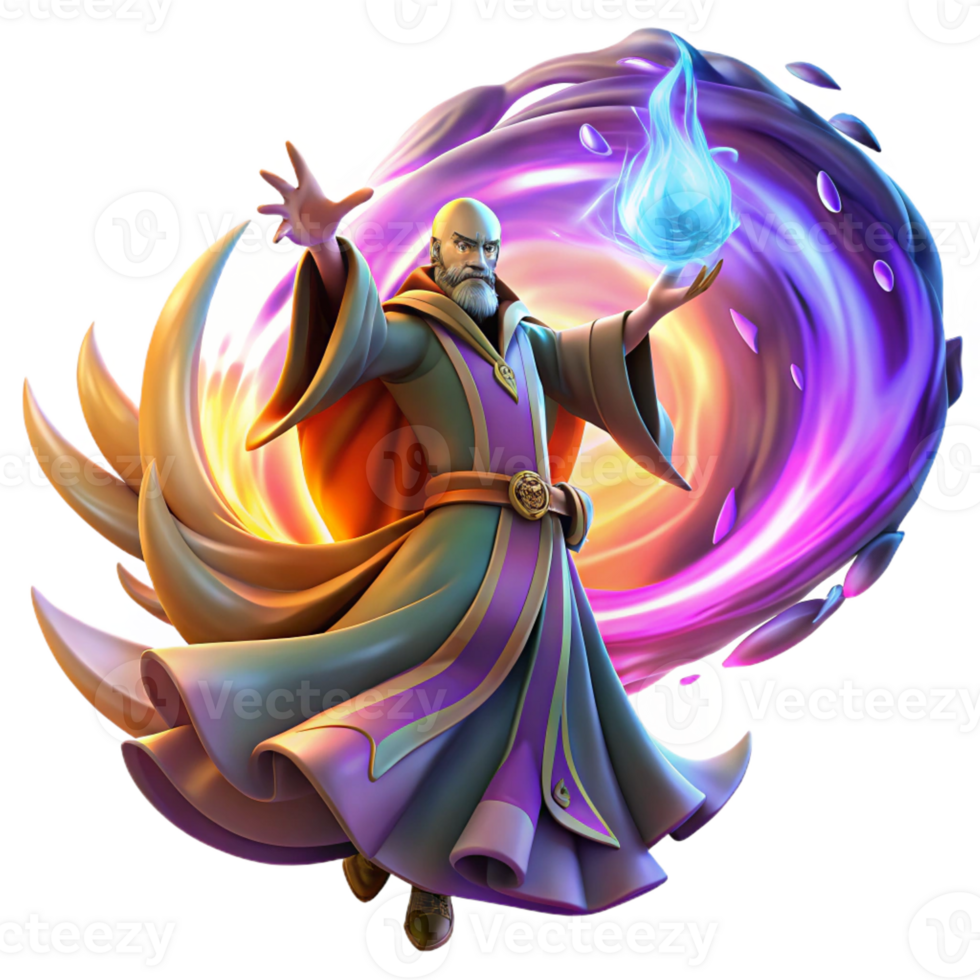 vibrant contemporary A Powerful Wizard Summoning a Spectral P genuine png