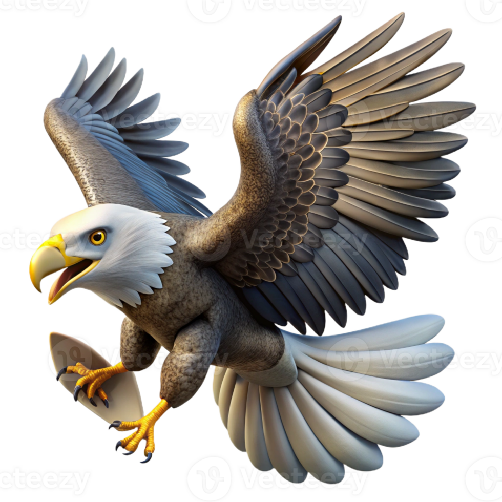 impressive contemporary A Soaring Bald Eagle Clutching a Fish in I high quality png