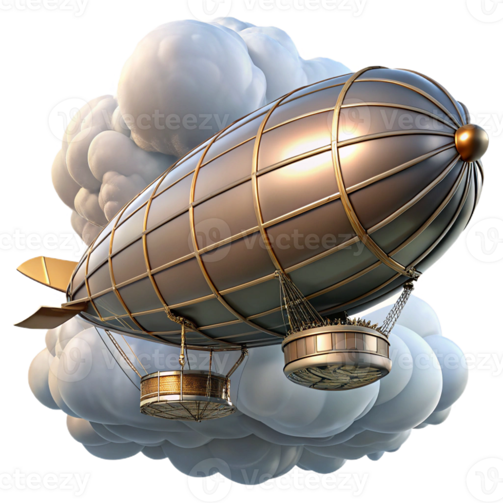 extraordinary minimalist A Majestic Airship Sailing Through a Clo detailed png
