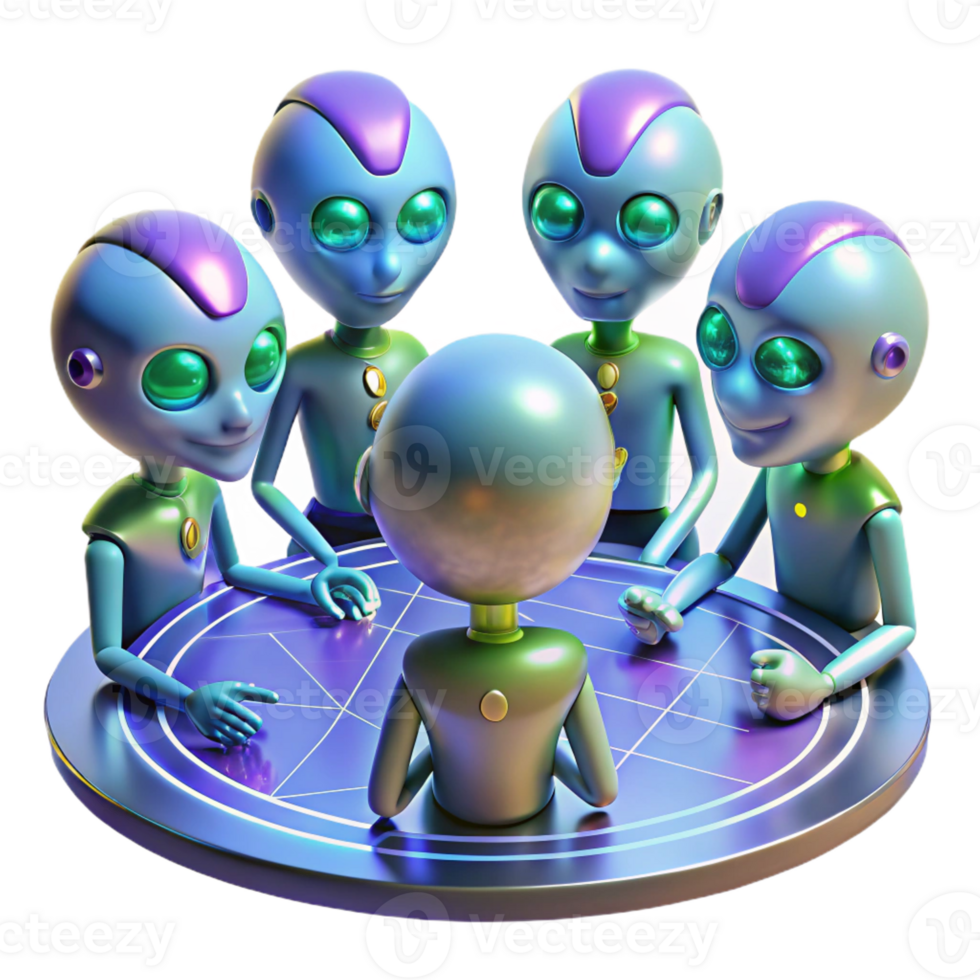 elegant traditional A Group of Alien Diplomats with Iridescen png