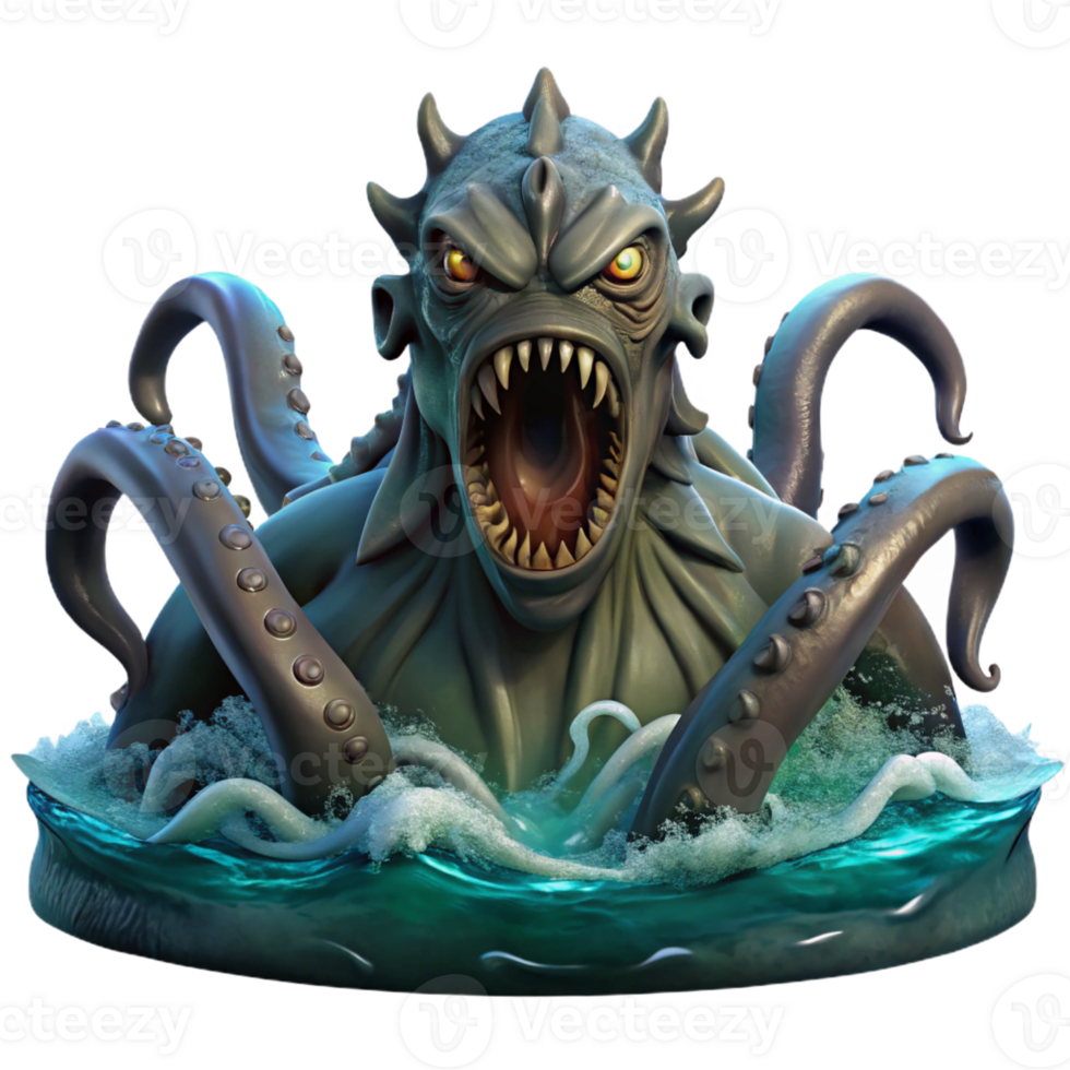 dramatic contemporary A Fearsome Kraken Emerging from the Ocea original png