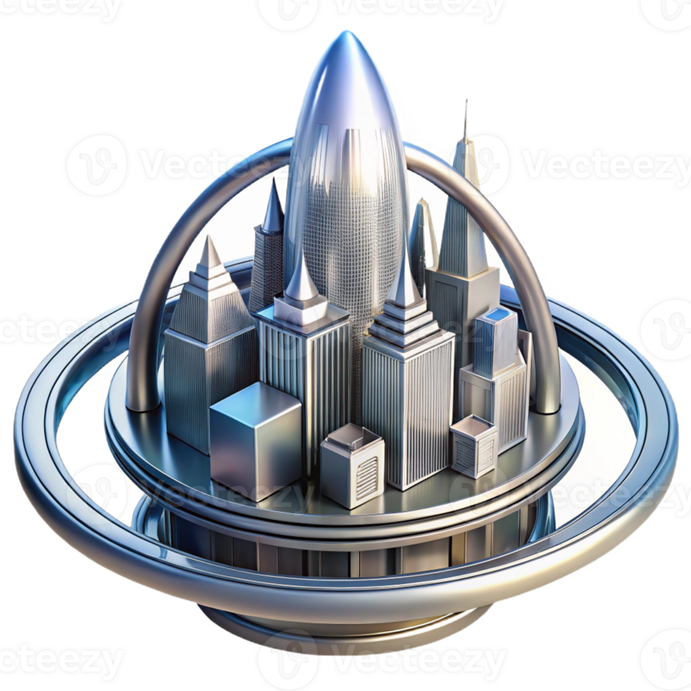 beautiful creative A Towering Chrome Metropolis Built on T exclusive png