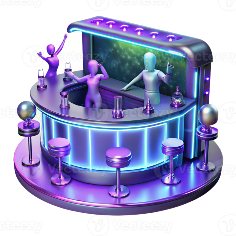 elegant creative A Futuristic Bar Filled with Holographic detailed png