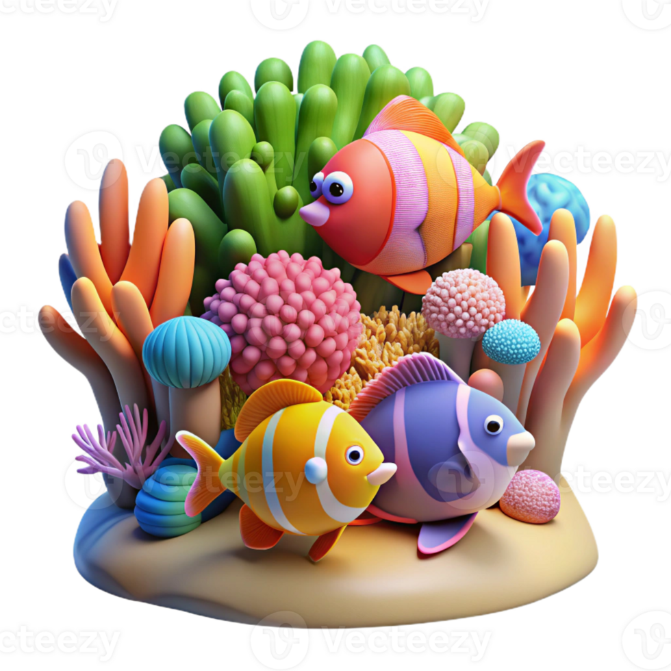 elegant abstract A Vibrant Coral Reef Teeming with Colorful detailed png