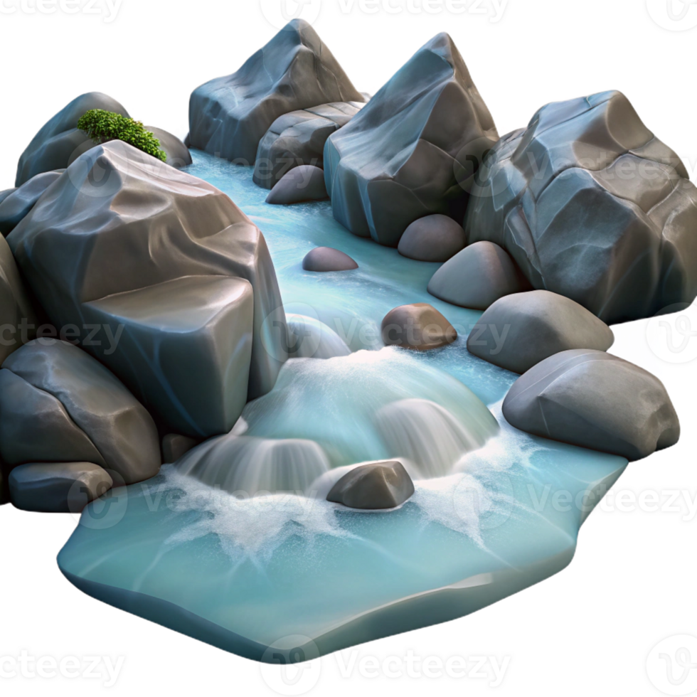 vibrant contemporary A Crystal Clear Mountain Stream Flowing Ov premium png