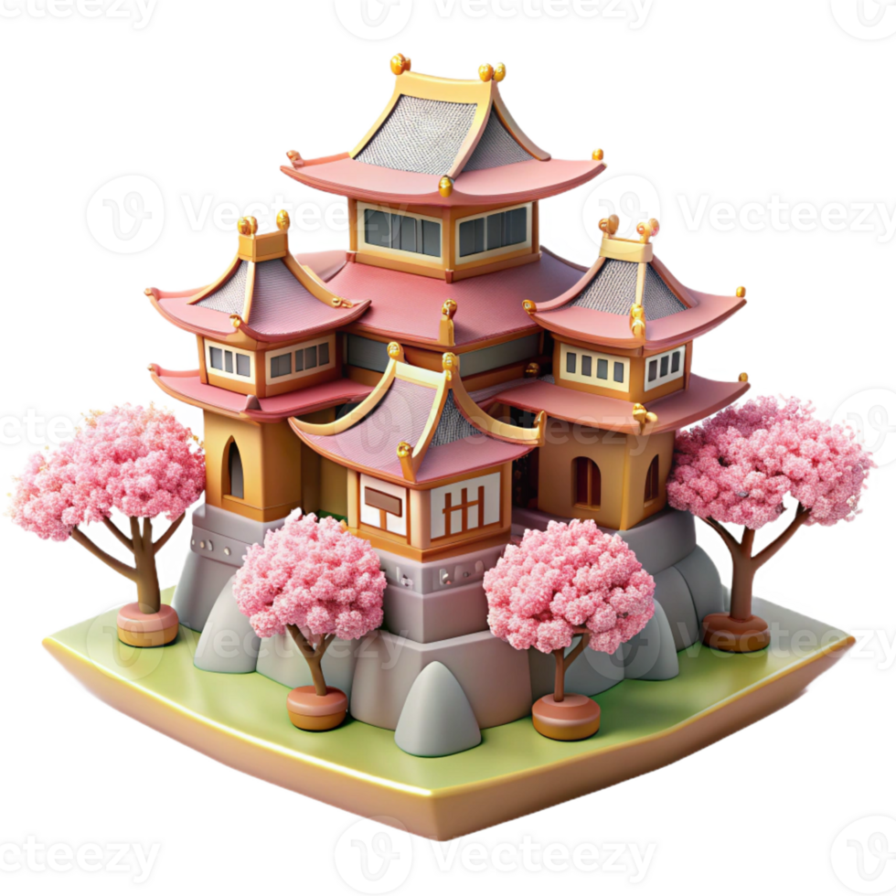 stunning traditional A Traditional Japanese Castle Cherry Blos authentic png
