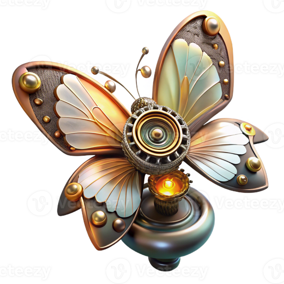 wonderful artistic A Steampunk Butterfly with Intricate Cloc exclusive png