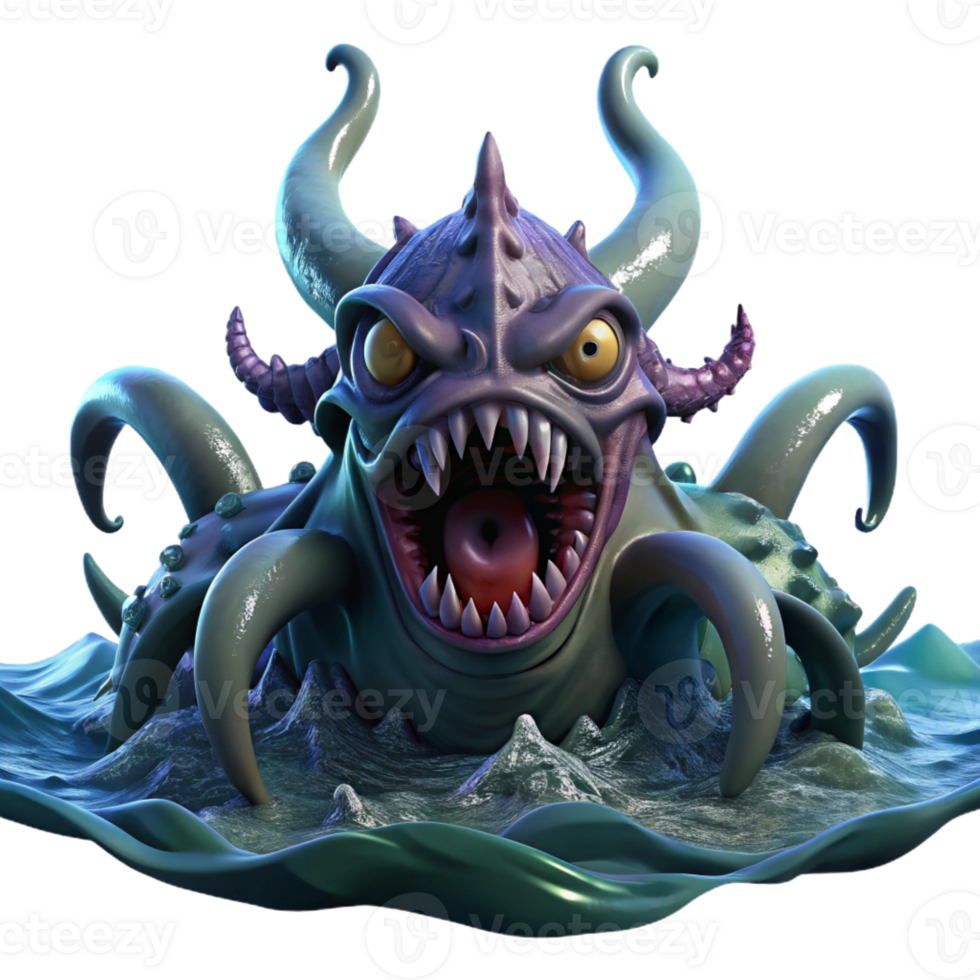 stunning classic A Fearsome Kraken Emerging from the Ocea high resolution png